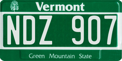 VT license plate NDZ907