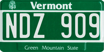 VT license plate NDZ909