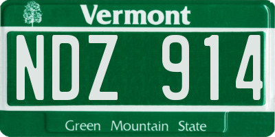 VT license plate NDZ914