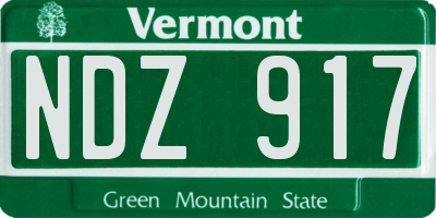 VT license plate NDZ917