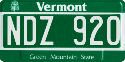 VT license plate NDZ920