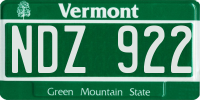 VT license plate NDZ922
