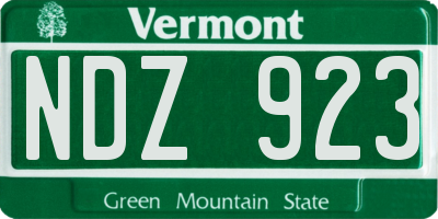 VT license plate NDZ923