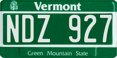 VT license plate NDZ927