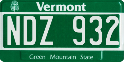 VT license plate NDZ932