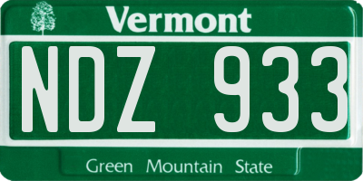 VT license plate NDZ933