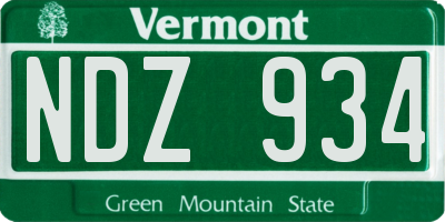 VT license plate NDZ934