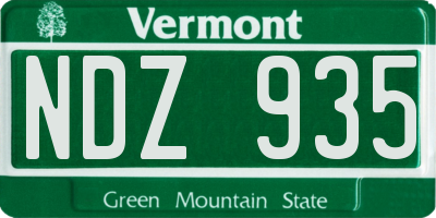 VT license plate NDZ935