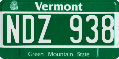 VT license plate NDZ938
