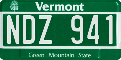 VT license plate NDZ941