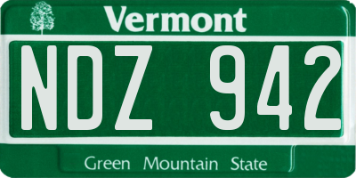 VT license plate NDZ942