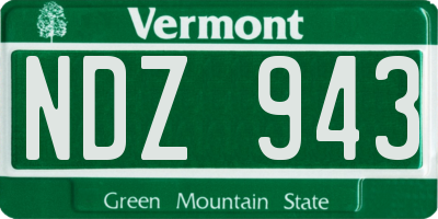 VT license plate NDZ943