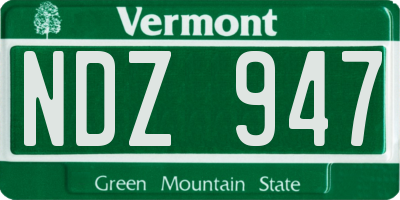 VT license plate NDZ947