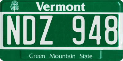 VT license plate NDZ948