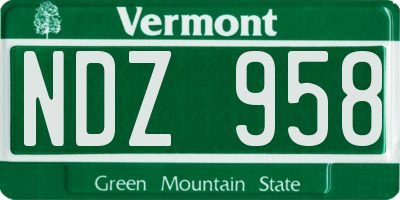 VT license plate NDZ958