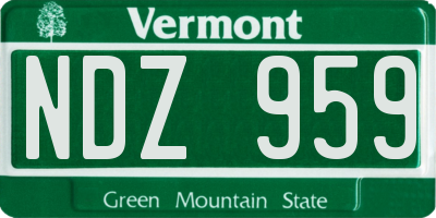 VT license plate NDZ959