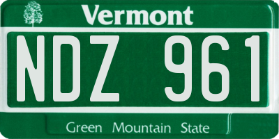 VT license plate NDZ961