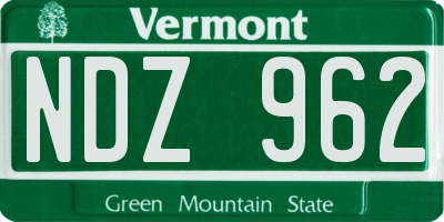 VT license plate NDZ962