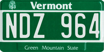 VT license plate NDZ964