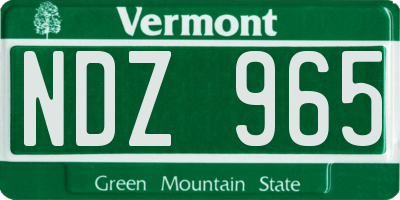 VT license plate NDZ965