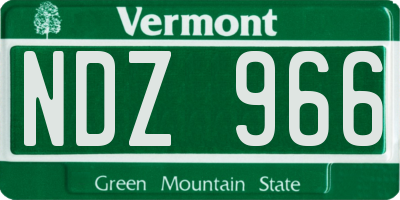 VT license plate NDZ966