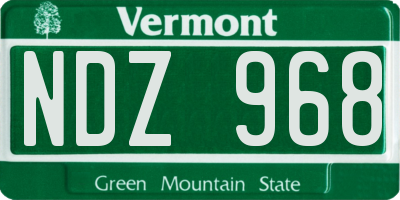 VT license plate NDZ968