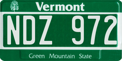 VT license plate NDZ972