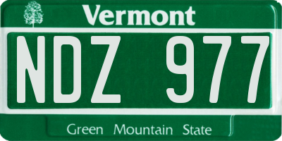 VT license plate NDZ977