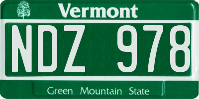 VT license plate NDZ978
