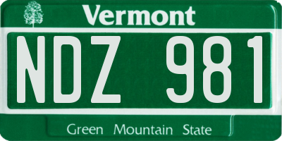 VT license plate NDZ981