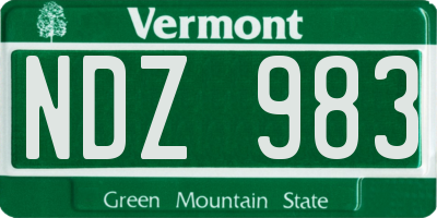 VT license plate NDZ983