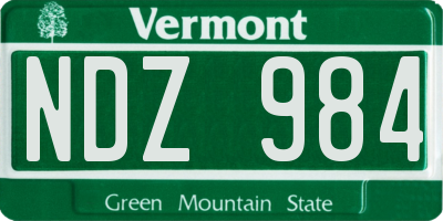 VT license plate NDZ984
