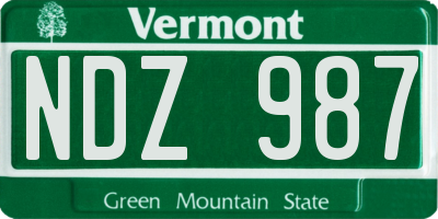 VT license plate NDZ987