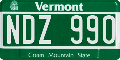VT license plate NDZ990