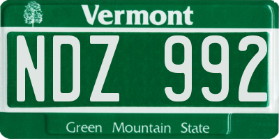 VT license plate NDZ992