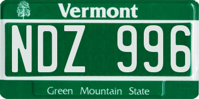 VT license plate NDZ996