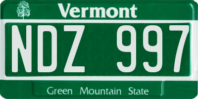 VT license plate NDZ997