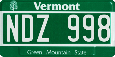 VT license plate NDZ998