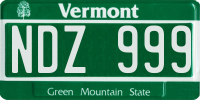 VT license plate NDZ999