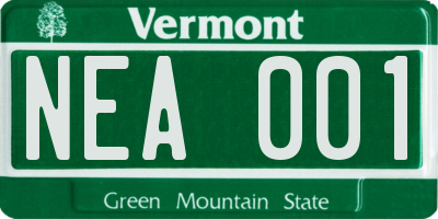 VT license plate NEA001