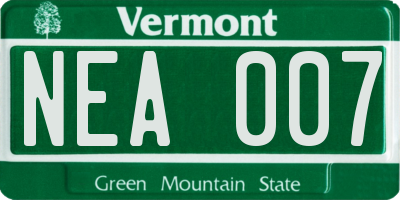 VT license plate NEA007