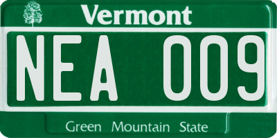 VT license plate NEA009