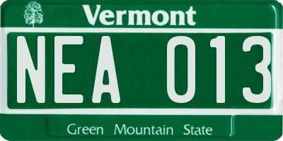VT license plate NEA013