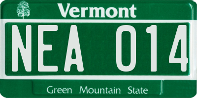 VT license plate NEA014