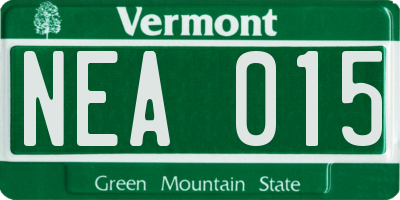 VT license plate NEA015