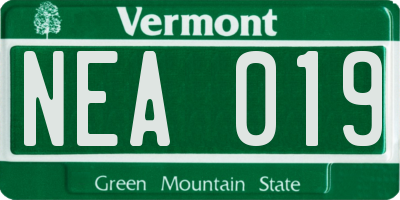 VT license plate NEA019