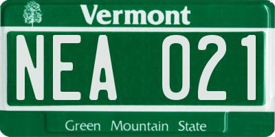 VT license plate NEA021