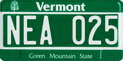 VT license plate NEA025