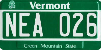 VT license plate NEA026