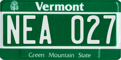 VT license plate NEA027